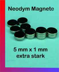 Magnet Rund NEODYM 5 x 1 mm 20er Set